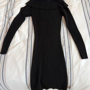 Cotton On Black Ribbed Off-Shoulder Bodycon Dress